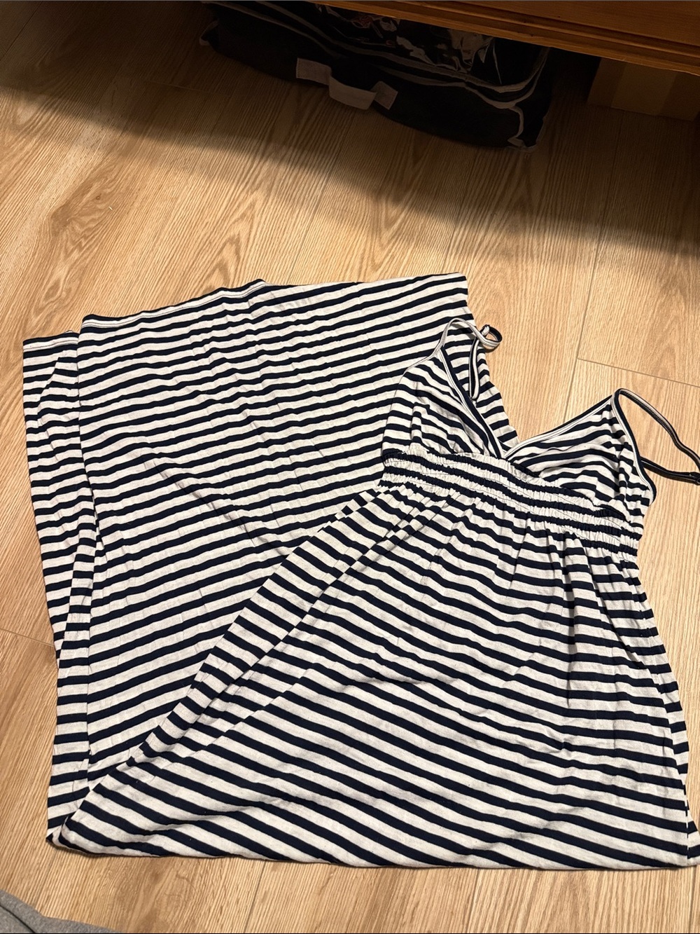 Old Navy Navy and White Striped Maxi